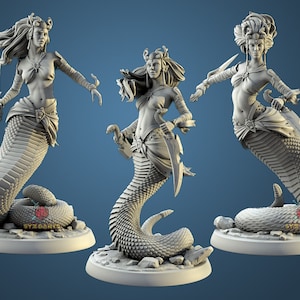Naga Female Warriors 32mm or 75mm | Fantasy Resin Miniature | DnD Miniature | RPG | Tabletop Game | White Werewolf Tavern