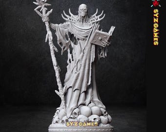 Miniatura de Nigromante Lich – Hechicero no muerto – Miniatura de resina de 32 mm para DnD y juegos de rol de mesa.