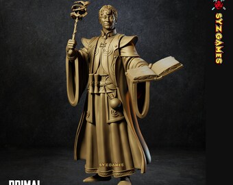 Miniatura de mago humano – Erudito arcano – Miniatura de resina de 32 mm para DnD y juegos de rol de mesa.