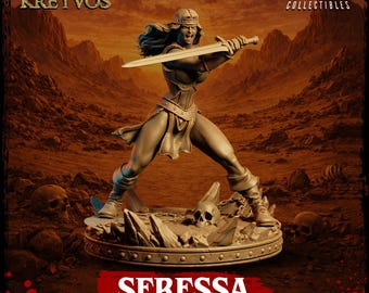 Seressa Female Sword Fighter Miniature for DnD Fantasy RPG