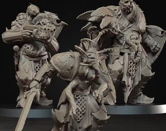 Undead Corpse Guards 3-Piece Resin Miniature Set for Dark Fantasy Tabletop Wargames
