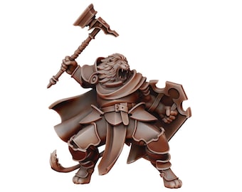 Lionfolk Paladin | Fantasy Miniature | Dungeons and Dragons | DnD Miniature | Tabletop Game | RPG | Pathfinder |  Manuel Boria
