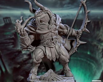 Arkos Minoc Chasseur de primes Minotaure Ranger Fantasy Miniatures Donjons et Dragons Mini RPG Jeux de table D&D 5e Peinture Pathfinder | AG