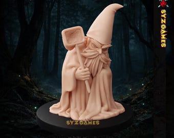Miniatura del piccolo mago del centro commerciale verde, nano scontroso - Figura da tavolo fantasy per giochi di ruolo