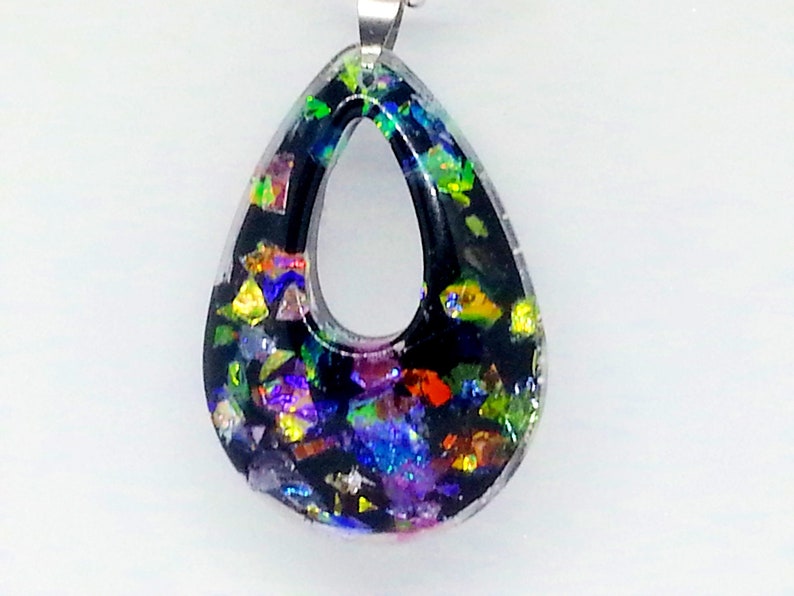 Black Tear Drop Resin Necklace Pendant Resin Teardrop Etsy