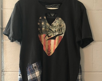 Upcycled Patchwork and Fringed Graphic Tshirt