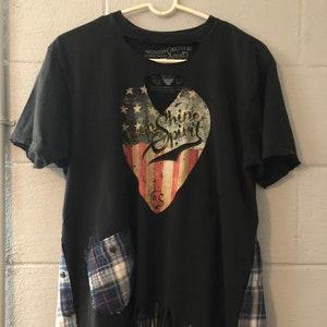 Upcycled Patchwork and Fringed Graphic Tshirt