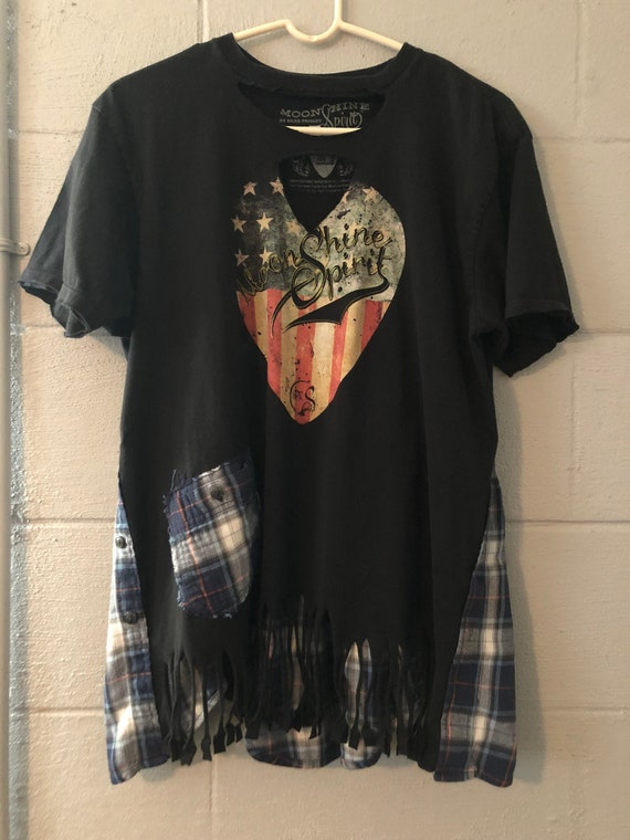 Upcycled Patchwork and Fringed Graphic Tshirt - Etsy