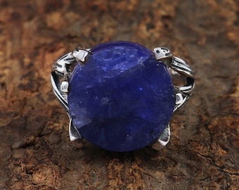 Tanzanite Ring Natural Raw Tanzanite Sterling Silver Ring Blue Tanzanite-S090 Tanzanite Ring Natural Raw Tanzanite Sterling Silver Ring Blue Tanzanite-S090