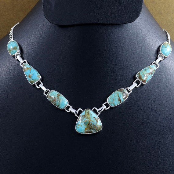 Best Blue Boulder Turquoise Necklace sterling Silver Women