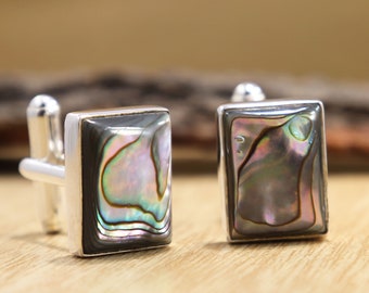 MotherAbalone Shell Cufflinks Abalone Square Cufflink 925 Silver Gemstone Cufflink – Bestmen Cufflink Gift For Husband - Cufflinks For Groom