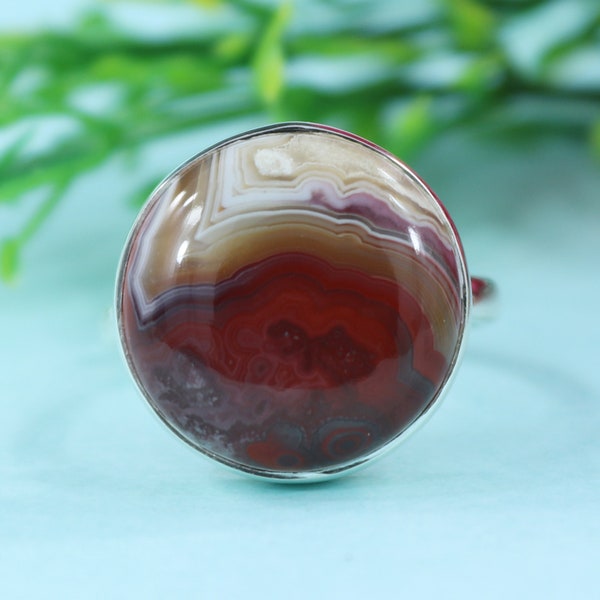 •CRAZY LACE AGATE - TEARDROP• silver ring (size 7)
