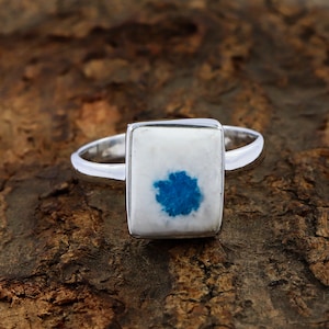 Gorgeous Cavansite Ring !! Cavansite Gemstone Sterling Silver Ring !! Cavansite Beautiful Women's Ring !! Handmade Unique Ring Size 10