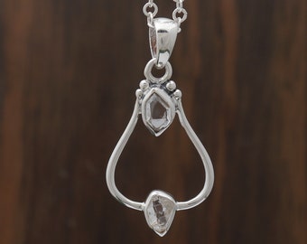 Genuine Herkimer Diamond Pendant Necklace, Handcrafted Herkimer Diamond Pendant, 925 Sterling Silver Jewelry, Gift For Her