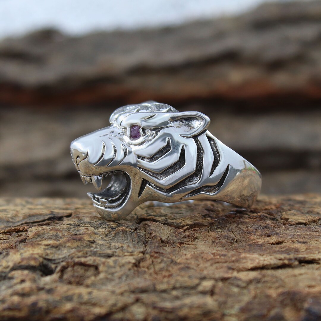 Tiger silver ring sale