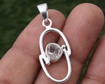 Natural Herkimer Diamond Pendant Necklace, 925 Sterling Silver Pendant, Herkimer Quartz Pendant, Crystal Pendant, Handmade Designer Pendant