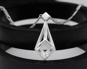 Natural Crystal Pendant, 925 Sterling Silver Jewelry, Handmade Gemstone Faceted Pendant, Gift for Her