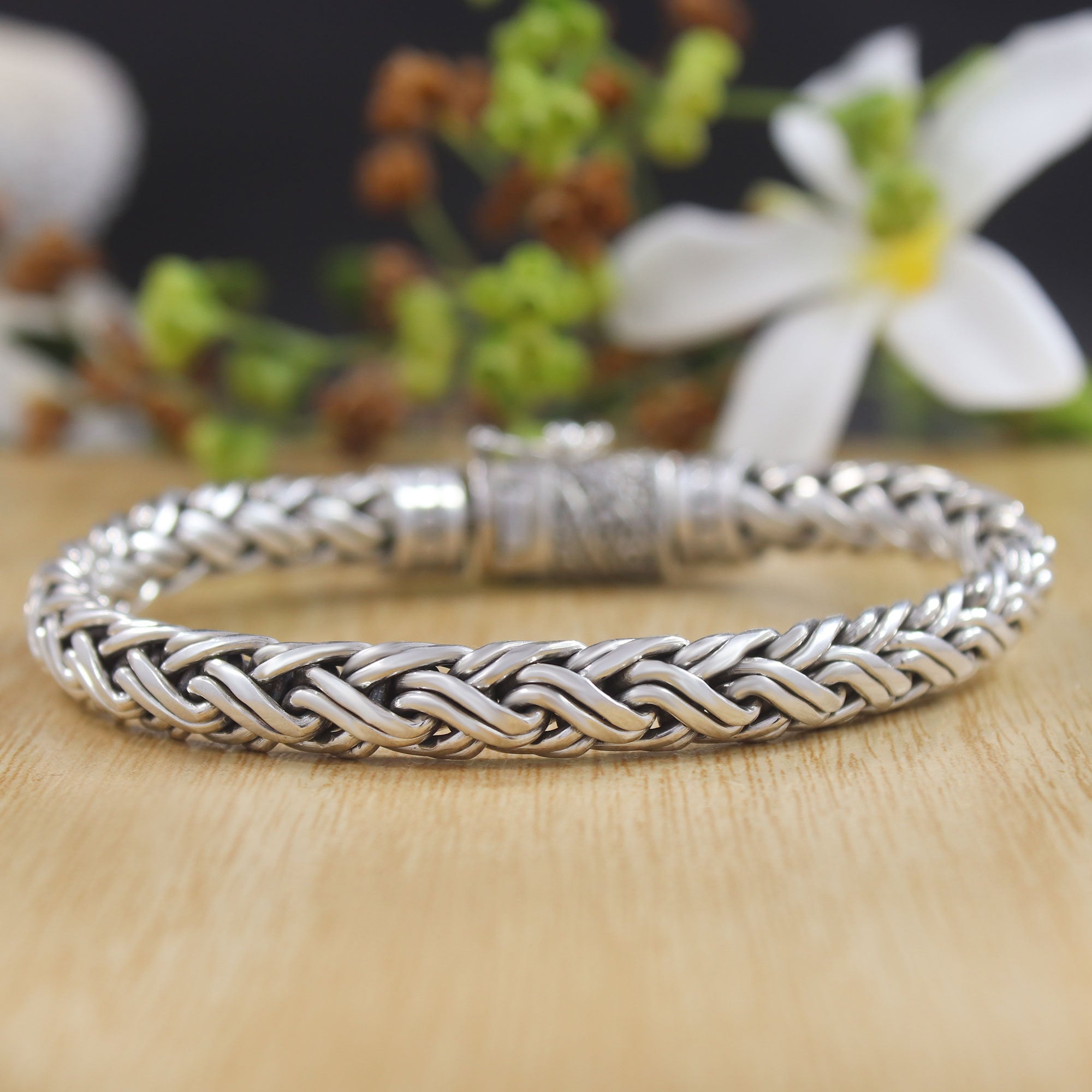 925 Sterling Silver King Chain Bracelet, Byzantine Men