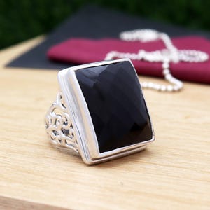 Mens Ring Black Onyx 925 Sterling Silver, Handmade Jewelry Mens Ring Black Onyx 925 Sterling Silver, Handmade Jewelry