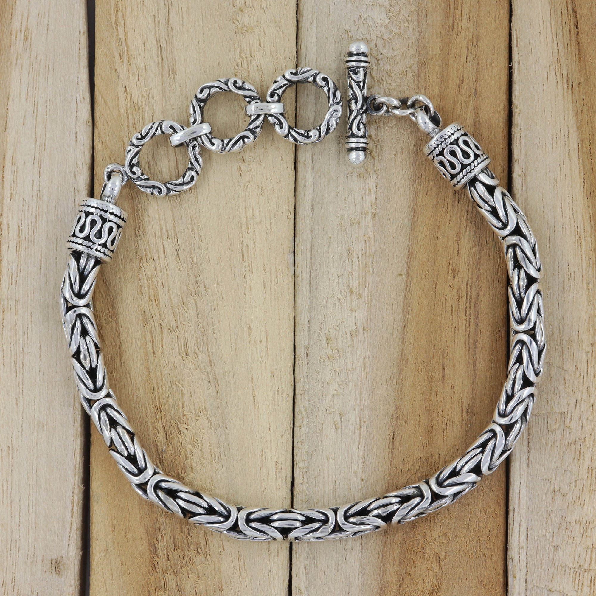 925 Sterling Silver King Chain Bracelet, Real Silver
