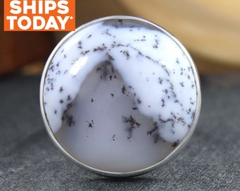 Natural Dendrite Opal Ring Gift 925 Sterling Silver Ring Natural Gemstone Ring Handmade Ring Fashion Jewelry Bridesmaid Gift Ring For Women