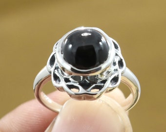 Gift To Mom Natiral Black Onyx Diopside Ring 925 Sterling Silver Jewelry Statement Boho Anniversary gift Wedding Ring Women Ring Size - 7