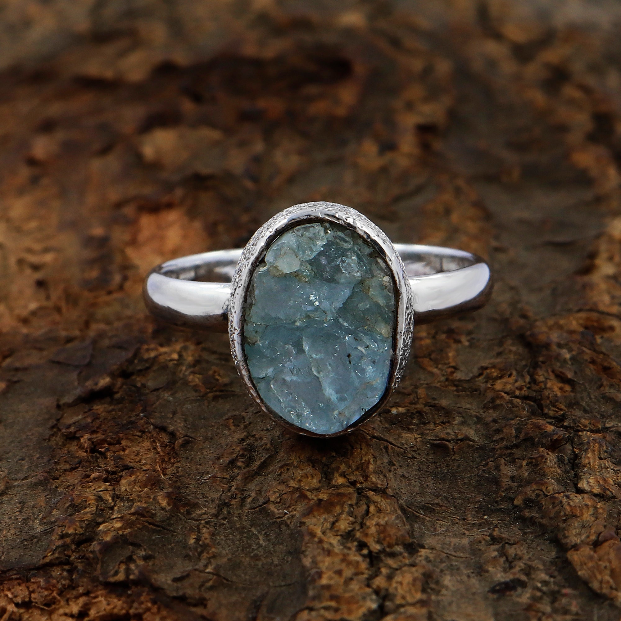 Natural Aquamarine Ring Deep Blue Aquamarine Ring Handmade | Etsy