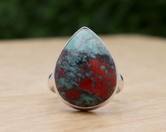 Natural Sonora Sunrise Jasper Ring - 925 Sterling Silver Handmade Pear Shape Ring - Sonora Sunrise Beautiful Colorful Stone Ring Size 7