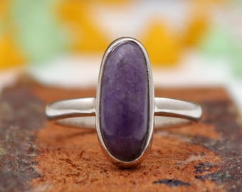 Natural Sugilite Ring - Sugilite Gemstone 925 Sugilite Sterling Silver Ring - Sugilite 925 Sterling Silver Father's Day Gift Ring Size 7