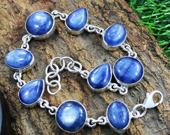 Mother925 Silver Jewelry Blue Kyanite Bracelet Kyanite Jewelry Handmade Bracelet Bezel Bracelet Gemstone Bracelet Adjustable Bracelet Gifts