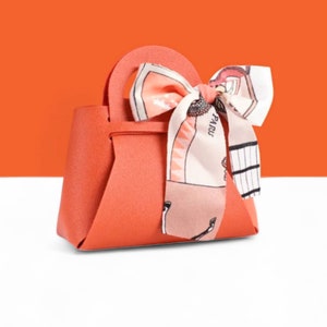 Mini sac cadeau pour offrir votre bijou boîte cadeau pochette cadeau mini sac à main cuir orange ruban emballage cadeau invité événement image 1