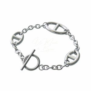 Bracelet chaîne d'ancre argent en acier inoxydable Bracelet maille marine argent Bracelet farandole maillons de chaîne H fermoir T Cadeau