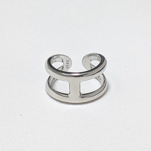 Bague en argent 925 en H, Bague Osmose argent, Bague double anneau H, Bague réglable, Cadeau pour femme tendance, Bijou argent image 4