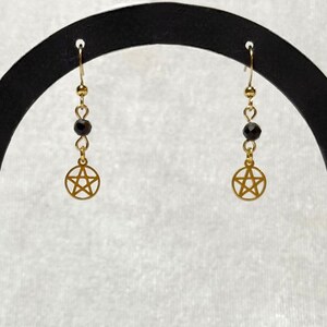Mini Golden Obsidian Pentacle Earrings