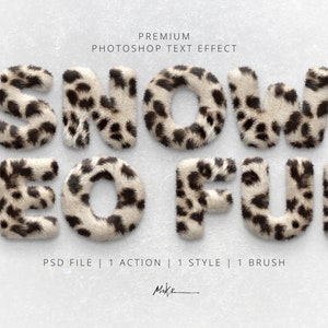 Snow Leopard Fur Text Effect for Photoshop Ideal for Bold Fonts and Logo. Instant download. Include: PSD + 1 Style + 1 Brush + 1 Action