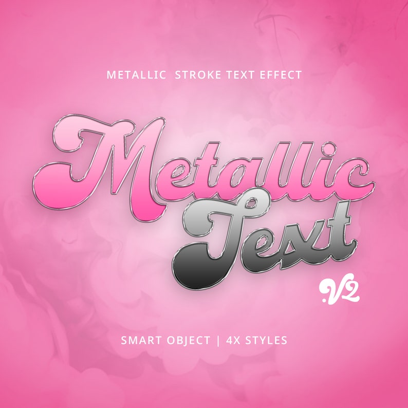 Metallisk texteffekt för Photoshop. Direkt nedladdning. Lätt redigerbar med två klick. Professionellt utseende. Smarta objekt PSD + 4 stilar bild 2