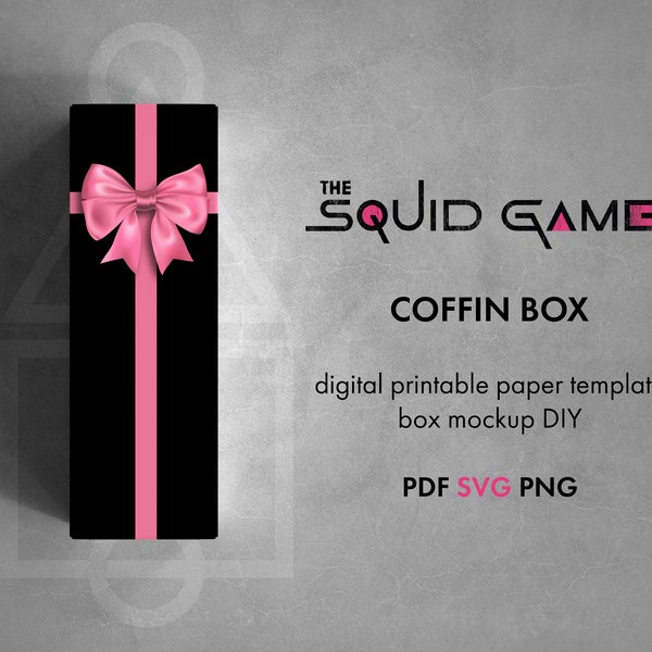 Squid Game Coffin box Instant download Digital Printable Paper template box mockup DIY Vector pdf svg png