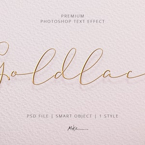 Gold Lace Text Effect for Photoshop Ideal for Thin Fonts. Instant download. Easily Editable. Professional look. Smart Object PSD + 1 Style