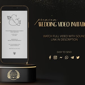 Premium Wedding Multi-Screen Video Invite – Elegant Watercolor Paper Design with Wedding Monogram – Minimalist Save the Date Announcement