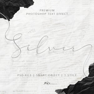 Silver Chrome Lace Text Effect for Photoshop Ideal for Thin Fonts. Instant download. Easily Editable. Smart Object PSD + 1 Style