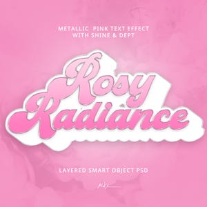 Pink Gloss Photoshop Style - Metallic Gradient Text Effect with Chrome Outline and Shadow | Instant download | Smart Objects Layered PSD