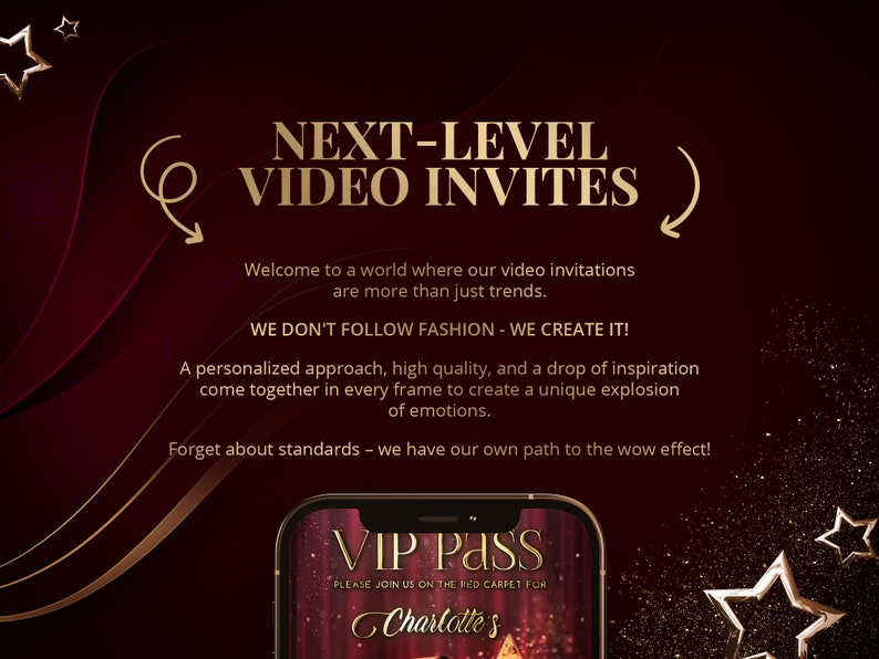 Vip Pass Invites Red Carpet BIRTHDAY Video INVITATION. Custom Photo Glamorous VIP Pass ...