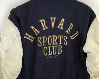 Vintage 90's Harvard Sports Club No.1 Player Wool & Leather