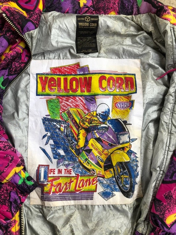 Rare Vintage Yellow Corn Racing Fullprint Jacket - image 2