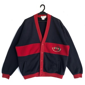 Zeldzame vintage jaren 90 Gucci-vesttrui met geborduurd colorblock-logo