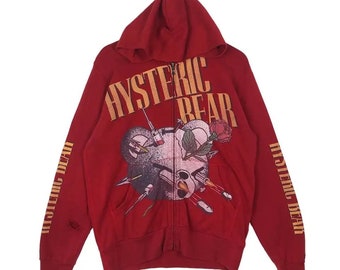 Rare Hysteric Glamour Bear Zipper Hoodie Distressed