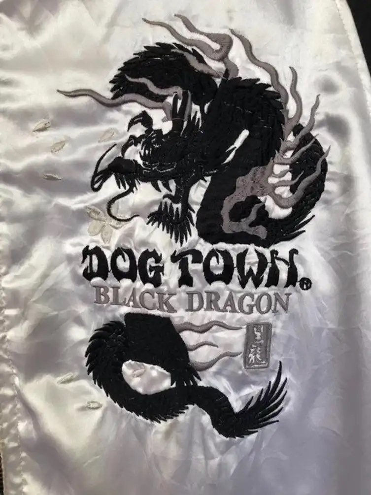 Rare Vintage Dogtown Black Dragon Sukajan Embroidery Satin