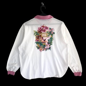 Rare Vintage Christian Dior Sports Floral Embroidered L/S Polo