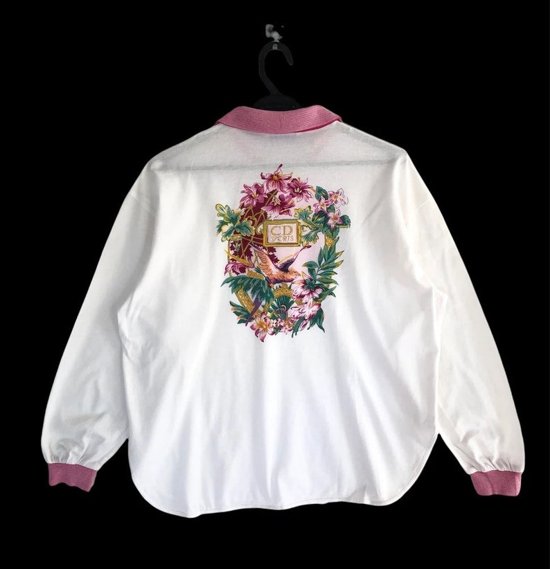 Rare Vintage Christian Dior Sports Floral Embroidered L/S Polo image 1