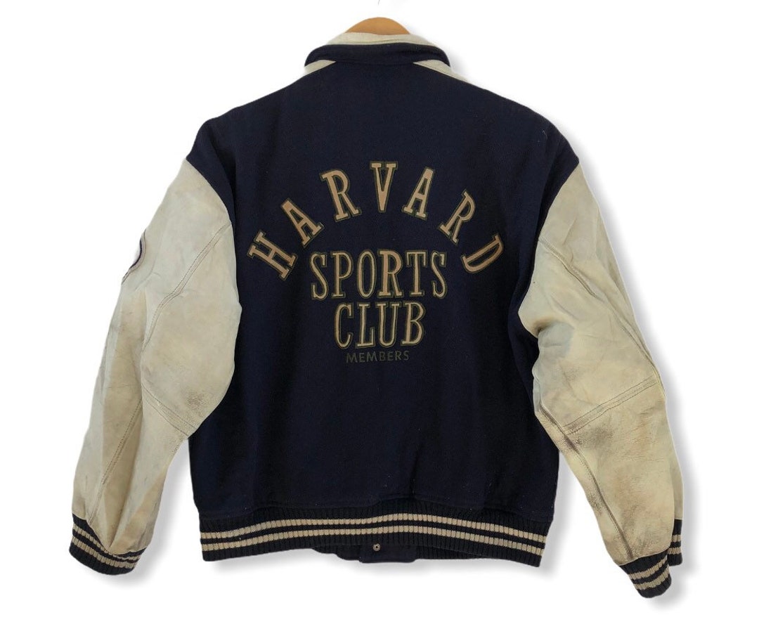 Vintage 90's Harvard Sports Club No.1 Player Wool & Leather Vintage 90's Harvard Sports Club No.1 Player Wool & Leather